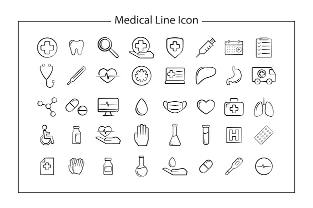 Plik wektorowy zestaw ikon linii medycznej.