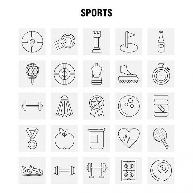 Zestaw ikon linii sportowych