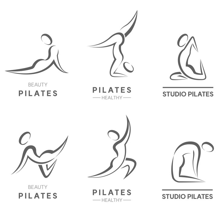 Wektor zestaw ikon linii wektorowej sylwetki kobiety w pilates