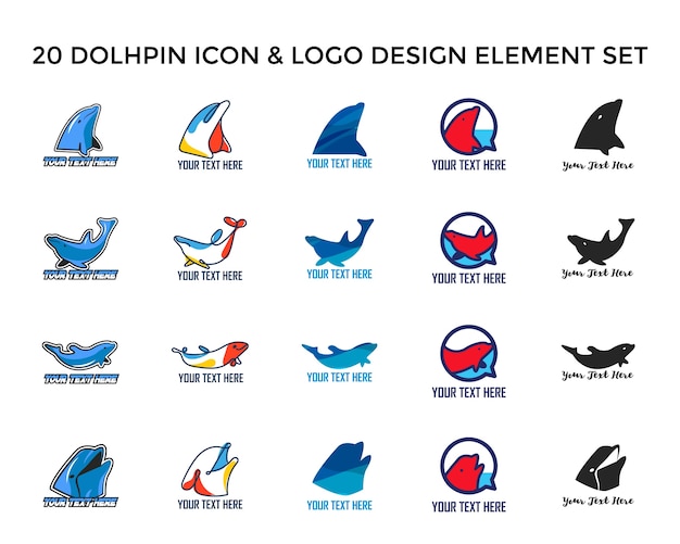 Zestaw Ikon Logo Dolphin