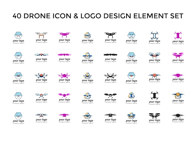 Zestaw Ikon Logo Drone Icon