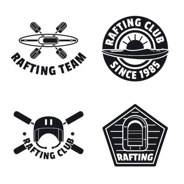 Zestaw Ikon Logo Kajak Rafting