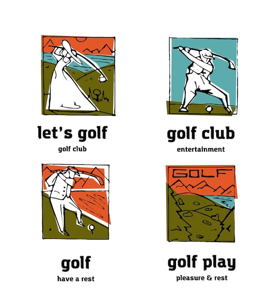 Plik wektorowy zestaw ikon logo klubu golfowego.