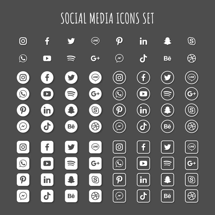 Zestaw ikon mediów społecznościowych facebook twitter instagram youtube linkedin wechat google plus