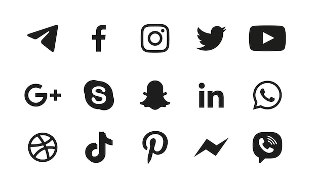 Zestaw Ikon Mediów Społecznościowychfacebookinstagram Snapchat Twitter Youtubewhatsapp Telegramlinkedin