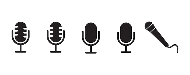 Zestaw ikon mikrofonów podcast ilustracja wektorowa ikon mikrofonów