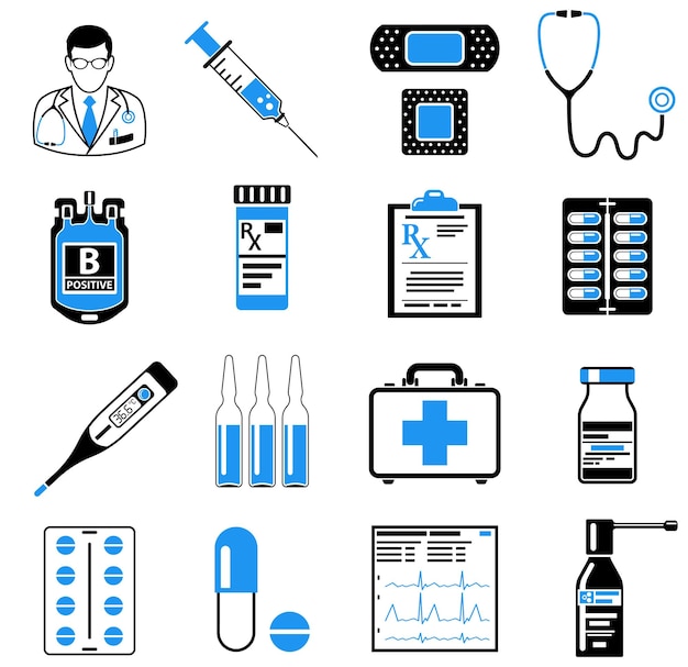 Plik wektorowy zestaw ikon naklejek medycznych