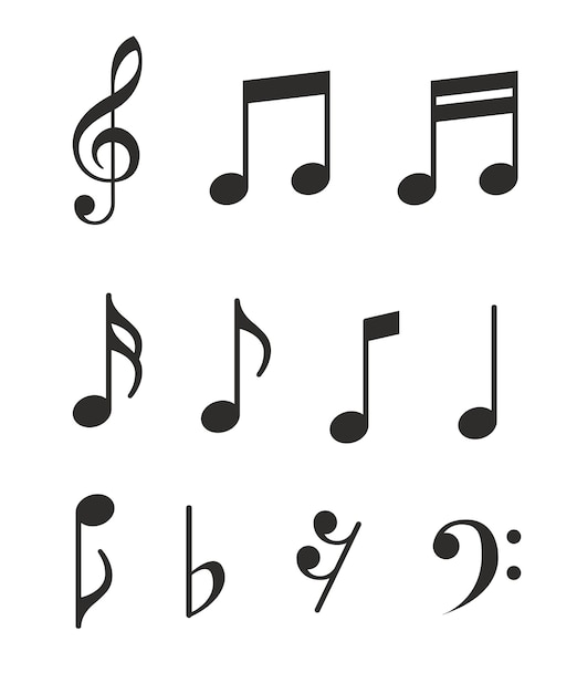 Zestaw ikon nut muzycznych Symbol muzyczny Ikony nut muzycznych