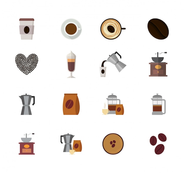 Zestaw ikon odmiany kawy