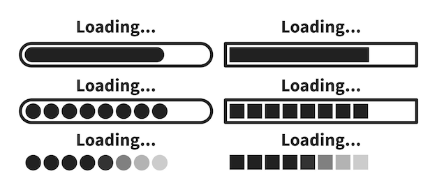Zestaw Ikon Paska ładowania Kolekcja Symboli Wskaźnika Postępu Obciążenia Wektorowego