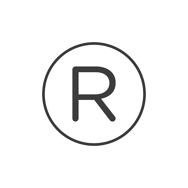 Zestaw ikon R rejestruj wektorowy symbol kopia prawna zarejestrowana znakiem towarowym zarejestrowany znak R w czarnym wypełnionym i zarysowanym stylu
