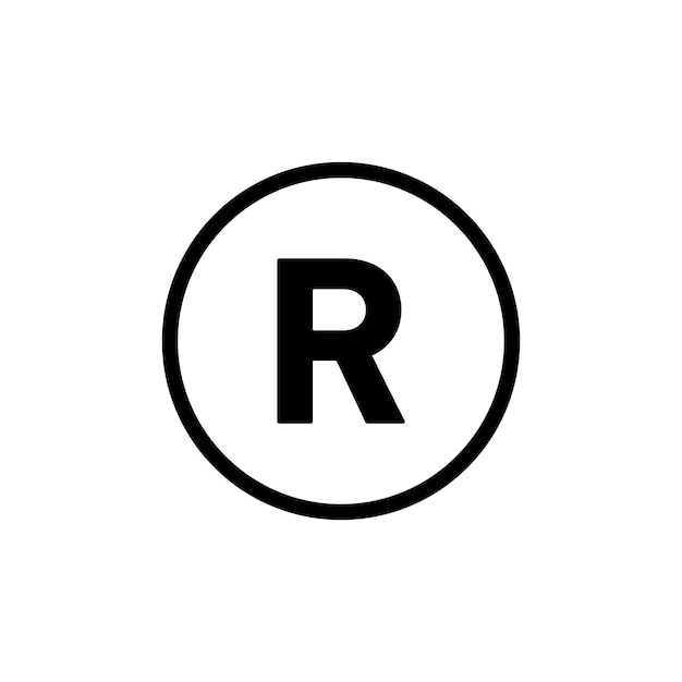Zestaw ikon R rejestruj wektorowy symbol kopia prawna zarejestrowana znakiem towarowym zarejestrowany znak R w czarnym wypełnionym i zarysowanym stylu