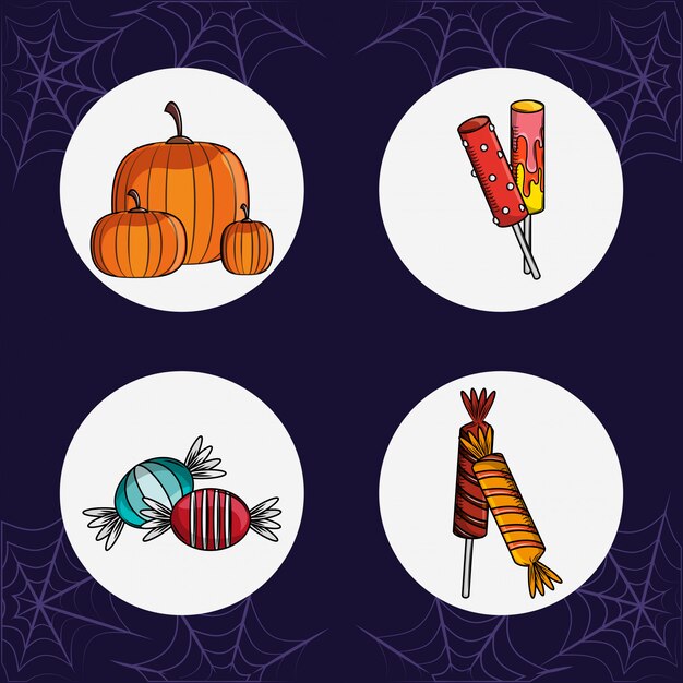Plik wektorowy zestaw ikon rundy halloween