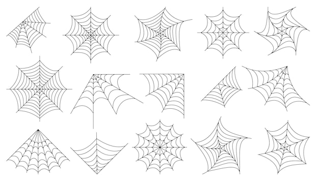 Zestaw ikon sieci pająkowej Halloween ręcznie rysowane sieci pająkowe przerażające elementy do dekoracji