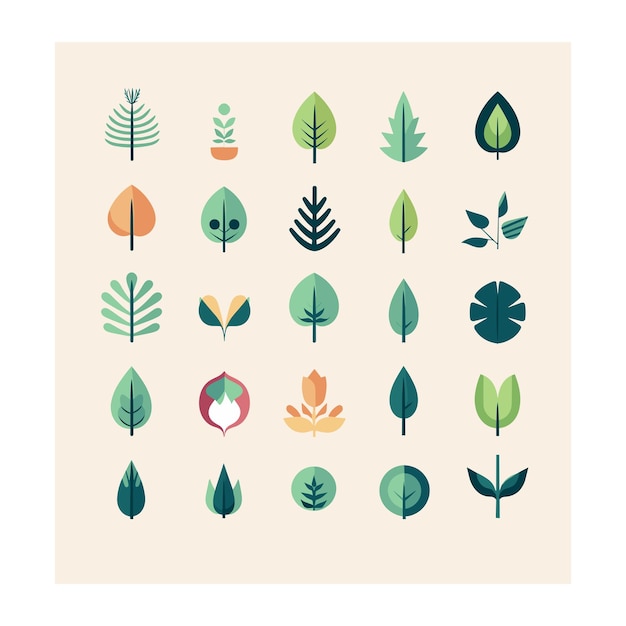 Zestaw ikon Simple Aesthetic Leaves Clipart