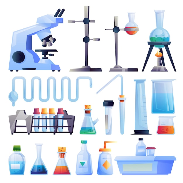 Plik wektorowy zestaw ikon sprzętu laboratoryjnego chemicznego