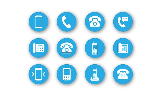Zestaw ikon telefonu z okrągłymi ikonami