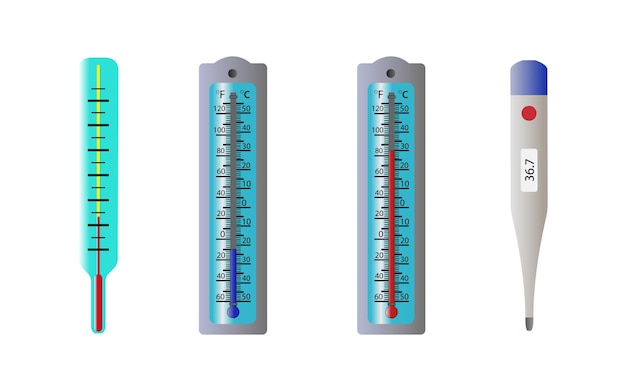 Plik wektorowy zestaw ikon termometru ilustracja wektora 3d