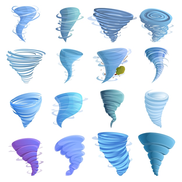 Plik wektorowy zestaw ikon tornado, stylu cartoon