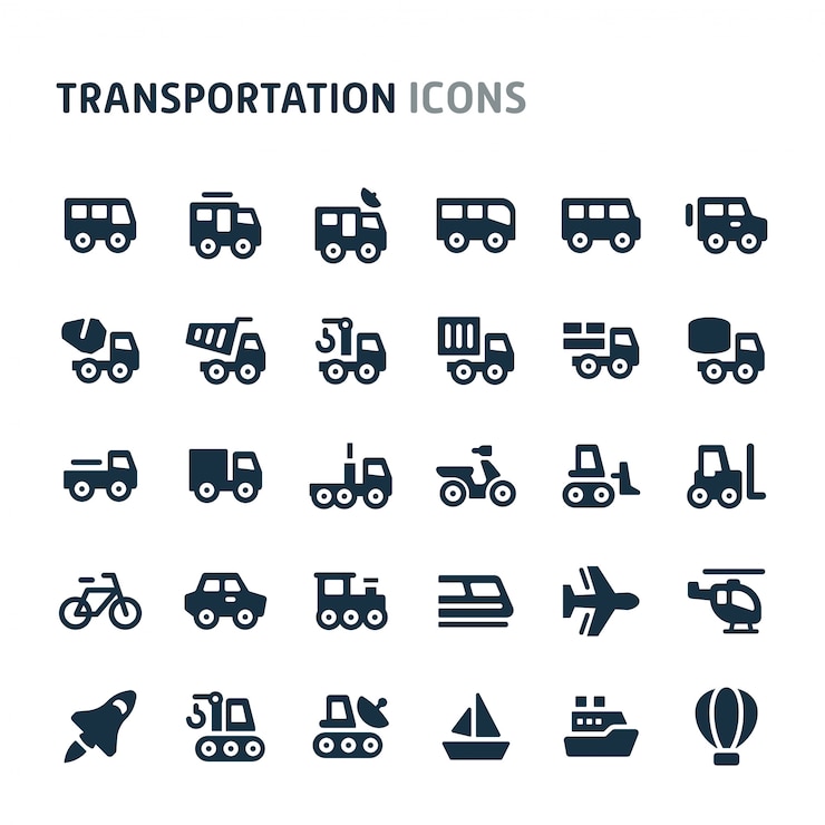 Wektor zestaw ikon transportu. seria fillio black icon.