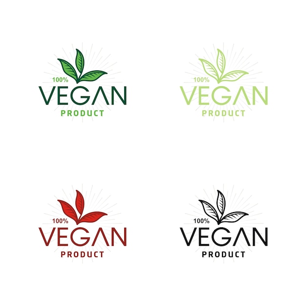 Plik wektorowy zestaw ikon wegańskich znak wegański z liśćmi