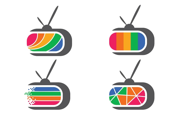 zestaw ikon wektor logo telewizji