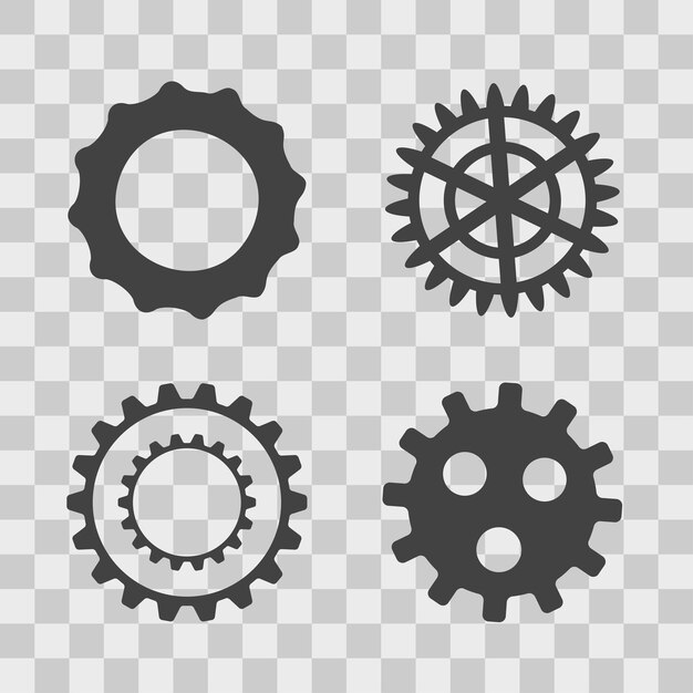 Plik wektorowy zestaw ikon wektorowych biegów zbiór piktogramów cogwheel izolowany na przezroczystym tle