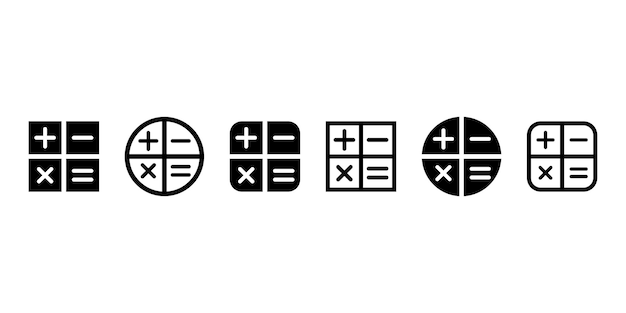 Plik wektorowy zestaw ikon wektorowych kalkulatora obliczanie znaków plus minus mnożenie i równanie symboli