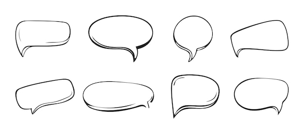 Zestaw ikon wektorowych pęcherzyków mowy Doodle