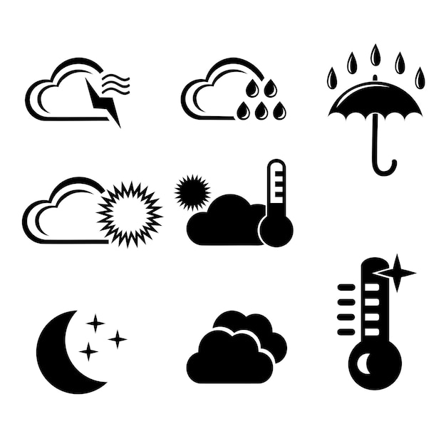 Plik wektorowy zestaw ikon wektorowych prognozy pogody