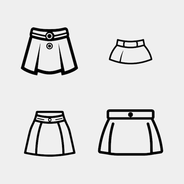 Zestaw ikon wektorowych spódnicy izolowanych na białym tle