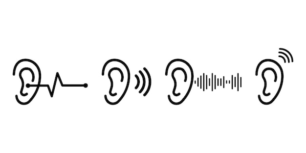 Plik wektorowy zestaw ikon wektorowych ucha. słuch, słuchaj symbolu. koncepcja medyczna.