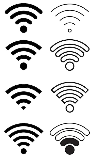 Plik wektorowy zestaw ikon wifi na białym tle