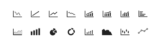 Zestaw Ikon Wykresu Biznesowego. Wektor Eps 10