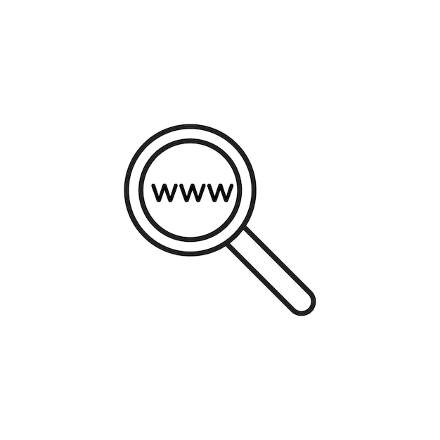 Zestaw ikon wyszukiwania stron internetowych WWW i domen internetowych Symbol wektorowy w czarnym wypełnionym i zarysowanym stylu Znak eksploracji internetowej