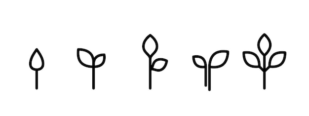 Plik wektorowy zestaw ikon wzrostu roślin liściastych ilustracji