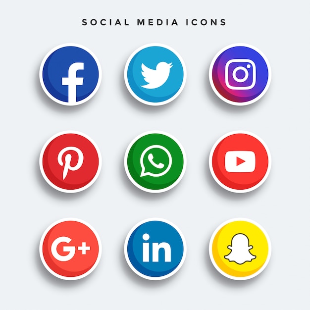 Zestaw ikon zaokrąglone social media