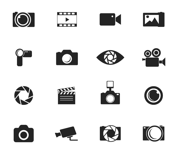 Zestaw ikon zdjęć i aparatów Ikony zdjęć galerii zdjęć i aparatu fotograficznego