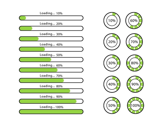 Zestaw Ikon Zielony Znak ładowania I łączenia