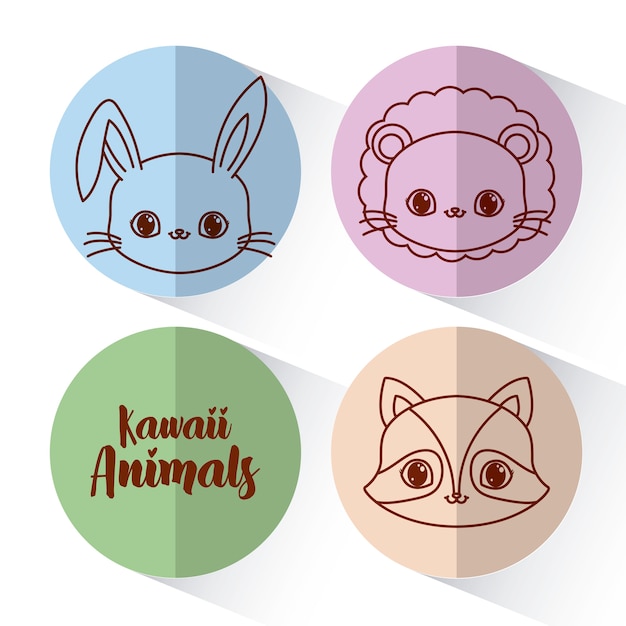 zestaw ikon zwierząt kawaii