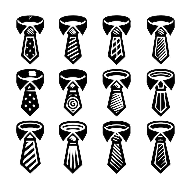 Zestaw Ikona Krawat Logo Sylwetka Ilustracja Wektorowa