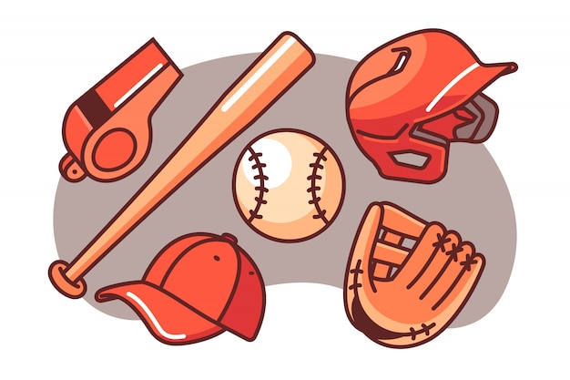 Plik wektorowy zestaw ilustracji baseballu