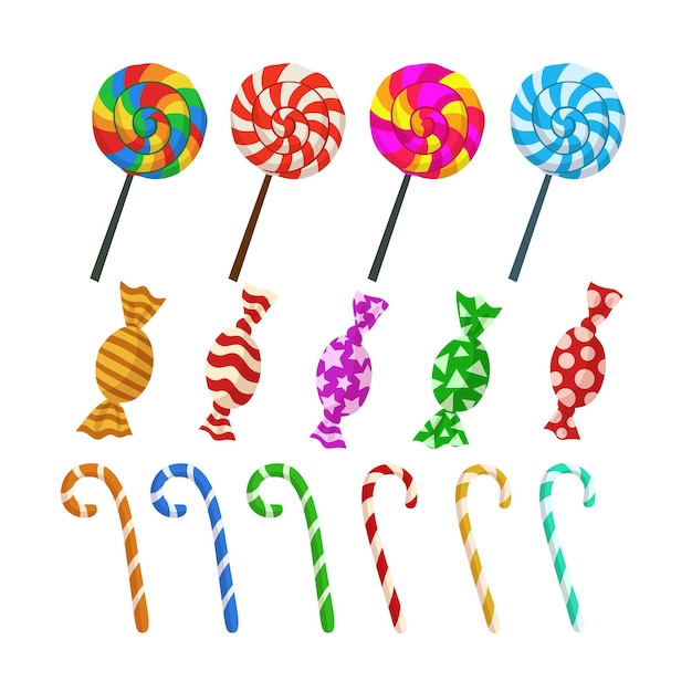 Plik wektorowy zestaw ilustracji cukierków