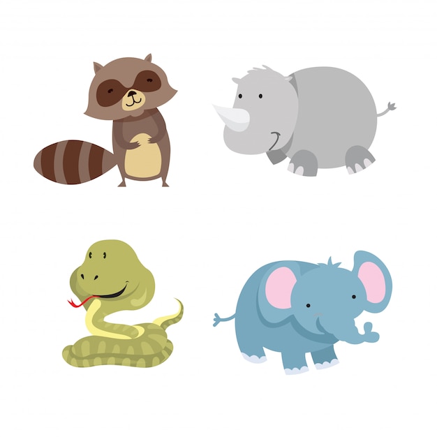 Plik wektorowy zestaw ilustracji cute animal character