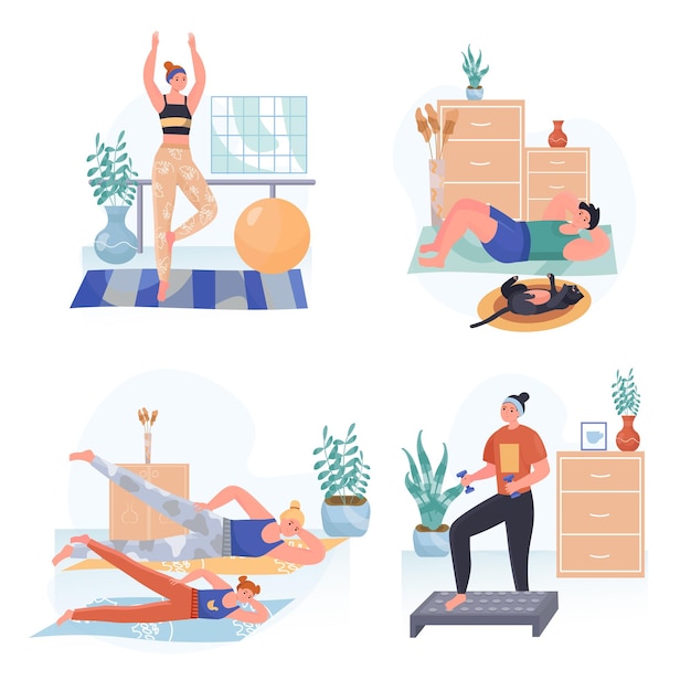 Zestaw Ilustracji Fitness