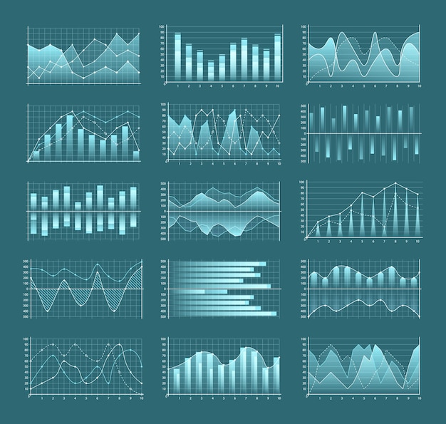 Plik wektorowy zestaw ilustracji grafów i wykresów