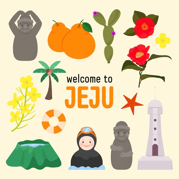 Zestaw Ilustracji Jeju