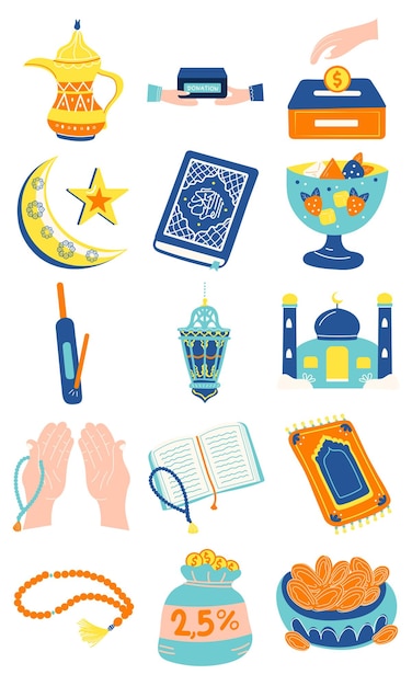 Plik wektorowy zestaw ilustracji ramadan kareem