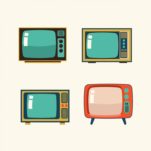 Zestaw Ilustracji Retro Tv