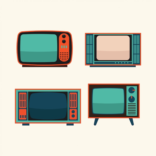 Zestaw Ilustracji Retro Tv